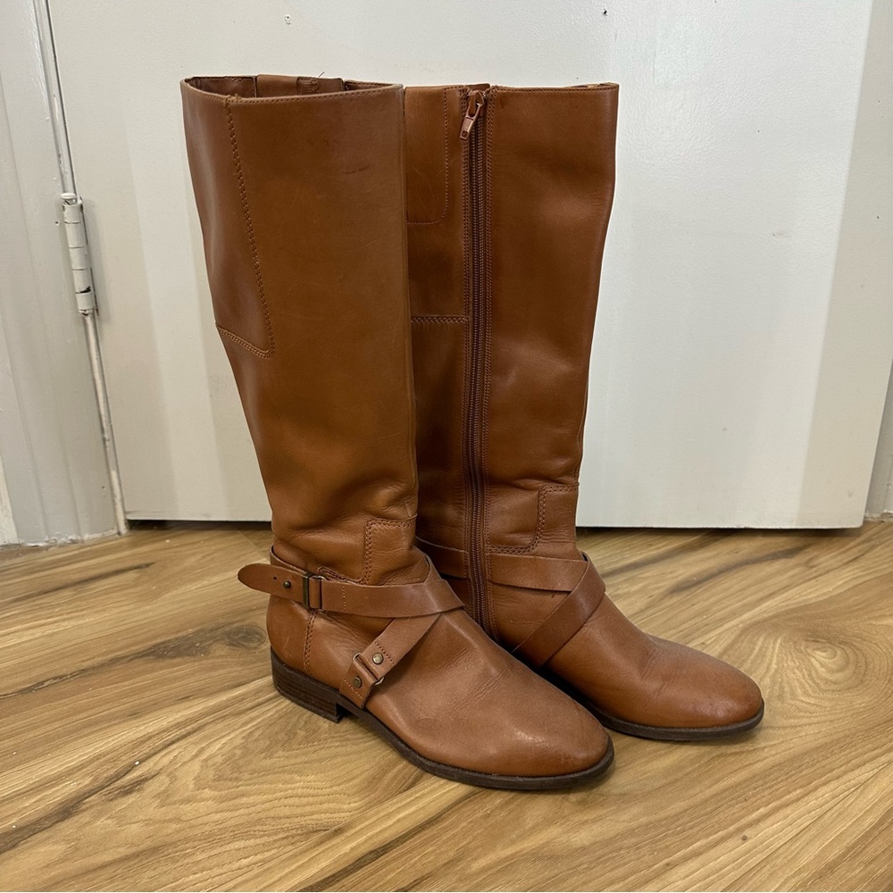 Brown Leather Knee-High Boots